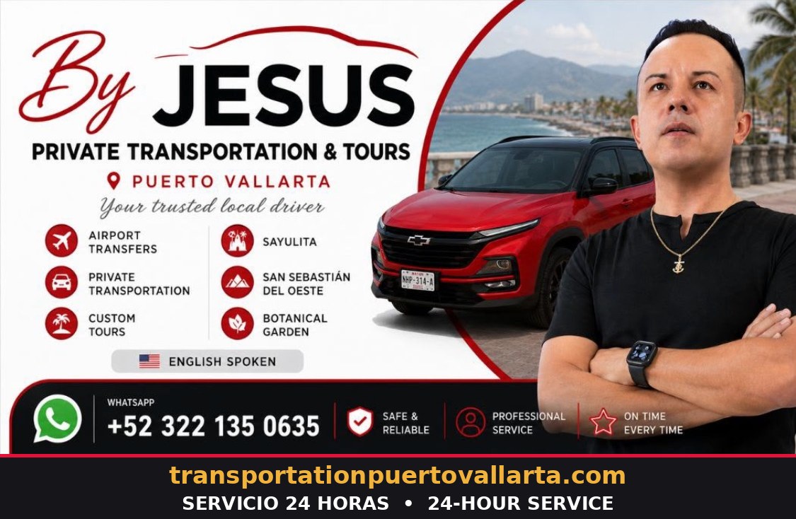 By Jesus — private transportation & tours in Puerto Vallarta (official flyer)
